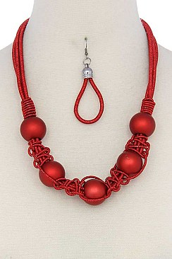 CHIC BIG BEADS IN METALLIC THREAD FASHION NECKLACE SET JYJSN2141