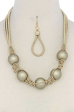 CHIC BIG BEADS IN METALLIC THREAD FASHION NECKLACE SET JYJSN2141