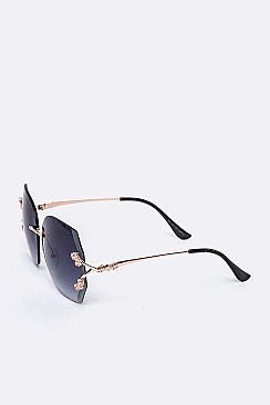 Pack of 12 pieces Flower Temple Rimless Sunglasses LA107-30558GR