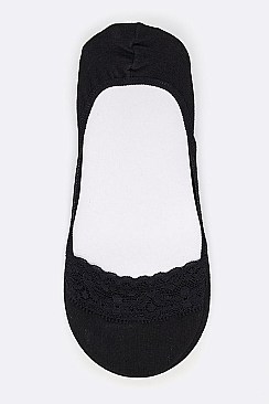 Pack of (12 Pairs) Assorted No Show Lace Socks LA-Z69727