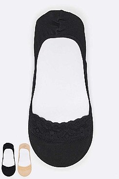 Pack of (12 Pairs) Assorted No Show Lace Socks LA-Z69727