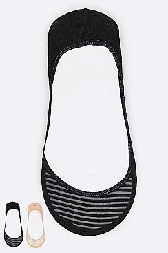 Pack of (12 Pairs) Assorted Striped No Show Socks LAZ69726