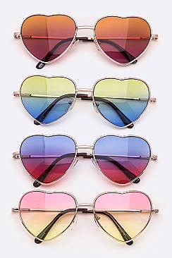 Pack of 12 Pieces Heart Shape Ocean Lens Iconic Sunglasses LA108-678MHC3