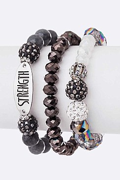 Lucky STRENGTH Mix Beads Layer Bracelet Set