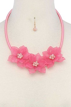 CHIC DARLING FLOWERS FASHION BIB NECKLACE SET JY-MNE6605