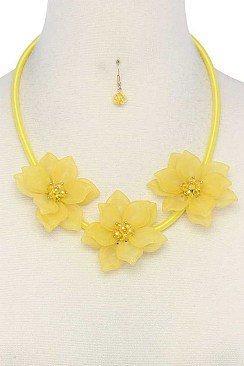 CHIC DARLING FLOWERS FASHION BIB NECKLACE SET JY-MNE6605