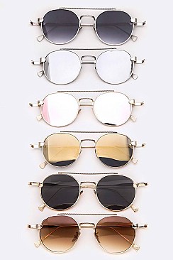 Pack of 12 Pieces Engraved Top Bar Iconic Aviator Sunglasses LA108-96190