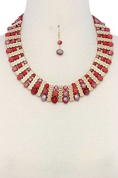 MULTI-LAYER BEAD FASHION COLLAR NECKLACE SET JY-MNE6177