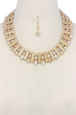 MULTI-LAYER BEAD FASHION COLLAR NECKLACE SET JY-MNE6177