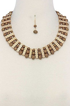 MULTI-LAYER BEAD FASHION COLLAR NECKLACE SET JY-MNE6177