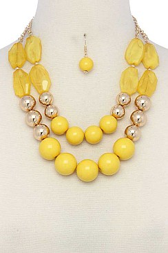 POSH MULTI-BEADS LAYERED FASHION NECKLACE SET JY-MNE6612