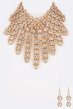 Luxurious Lucite & Pearls Statement Necklace Set LACN1269