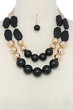 POSH MULTI-BEADS LAYERED FASHION NECKLACE SET JY-MNE6612