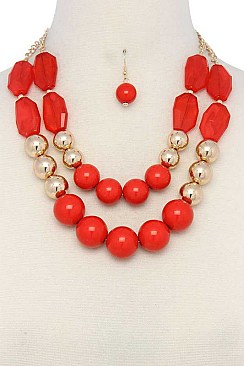 POSH MULTI-BEADS LAYERED FASHION NECKLACE SET JY-MNE6612