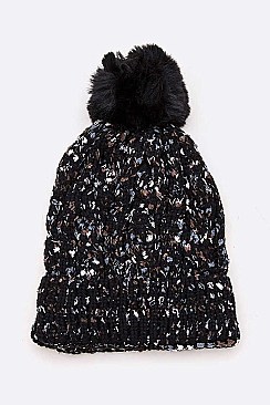 Pack of 12 Fashion Cable Knit Marl Beanie Set