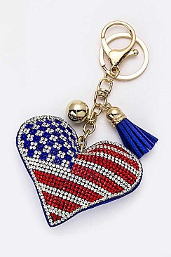 American Heart Crystal Key Charm