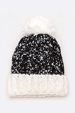 PACK OF 12 SPACE KNIT TWO TONE BEANIE SET