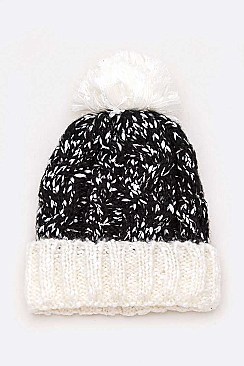 Pack of 12 Trendy 2 Tone Space Knit Beanies