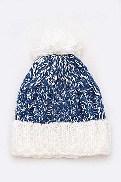 PACK OF 12 SPACE KNIT TWO TONE BEANIE SET
