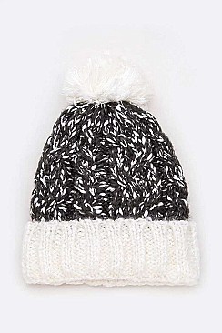 PACK OF 12 SPACE KNIT TWO TONE BEANIE SET