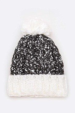 Pack of 12 Trendy 2 Tone Space Knit Beanies