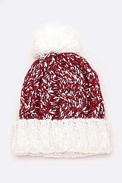 PACK OF 12 SPACE KNIT TWO TONE BEANIE SET