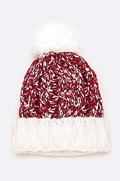 Pack of 12 Trendy 2 Tone Space Knit Beanies