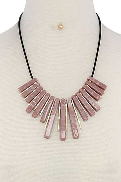 ACETATE FASHION STONE DANGLED  SHORT NECKLACE SET JY-MNE6594