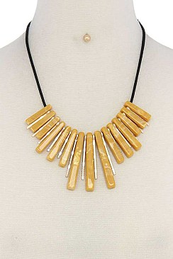 ACETATE FASHION STONE DANGLED  SHORT NECKLACE SET JY-MNE6594
