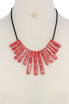 ACETATE FASHION STONE DANGLED  SHORT NECKLACE SET JY-MNE6594