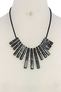 ACETATE FASHION STONE DANGLED  SHORT NECKLACE SET JY-MNE6594