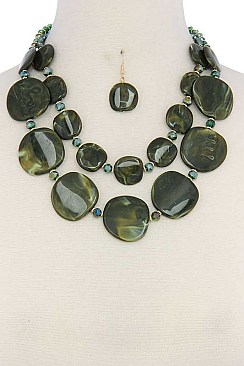 ACETATE CIRCLE LAYERED FASHION NECKLACE SET JY-MNE6502