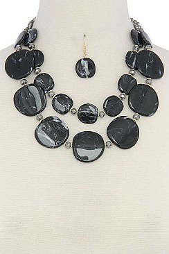 ACETATE CIRCLE LAYERED FASHION NECKLACE SET JY-MNE6502