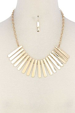 FRINGE FLAT METAL CHAIN NECKLACE SET