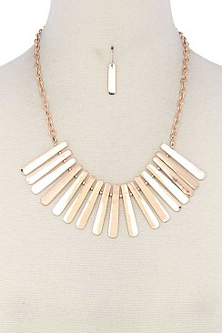 FRINGE FLAT METAL CHAIN NECKLACE SET