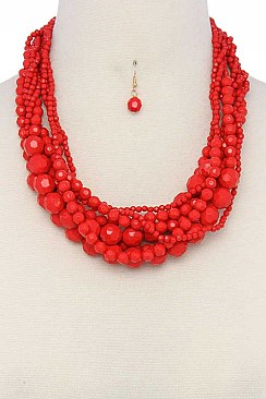 LUSH BEADS TWISTED MULTI-LAYER FASHION NECKLACE SET JY-MNE6606