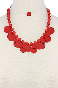 CLUSTERED SOFT DISCS BEADED NECKLACE SET