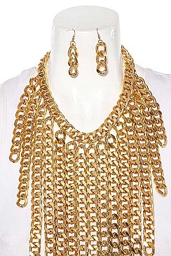 BULKY FRINGE CHAIN NECKLACE SET