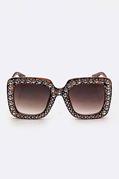 Pack of 12 Pieces Pave Crystal Fashion Square Sunglasses LA113-POP8016