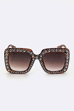 Pack of 12 Pieces Pave Crystal Fashion Square Sunglasses LA113-POP8016