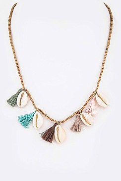 Sea Shell Tassel Beaded Necklace