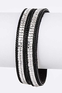 Sparkling Baguette Crystal Double Wrap Magnetic Bracelet