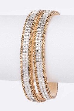 Sparkling Baguette Crystal Double Wrap Magnetic Bracelet