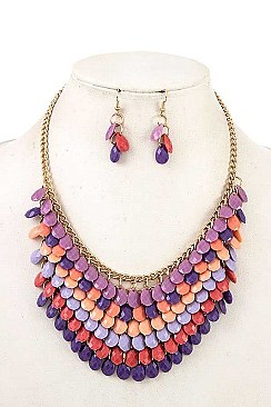 CLUSTER TEARDROP BIB NECKLACE SET