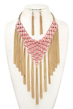 V-SHAPED NET CHAIN NECKLACE SET