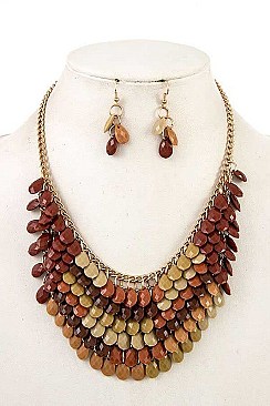 CLUSTER TEARDROP BIB NECKLACE SET