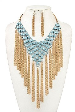 V-SHAPED NET CHAIN NECKLACE SET