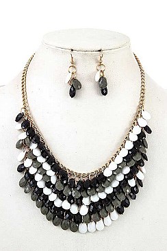 CLUSTER TEARDROP BIB NECKLACE SET