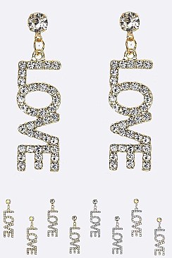 Crystal LOVE Drop Earrings