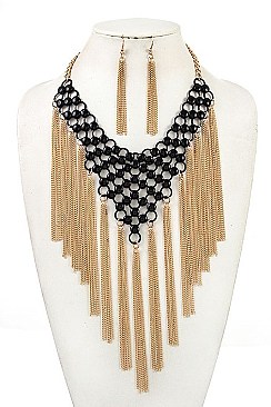 V-SHAPED NET CHAIN NECKLACE SET